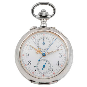 Swiss silver split second chronograph pocket watch Circa 1890