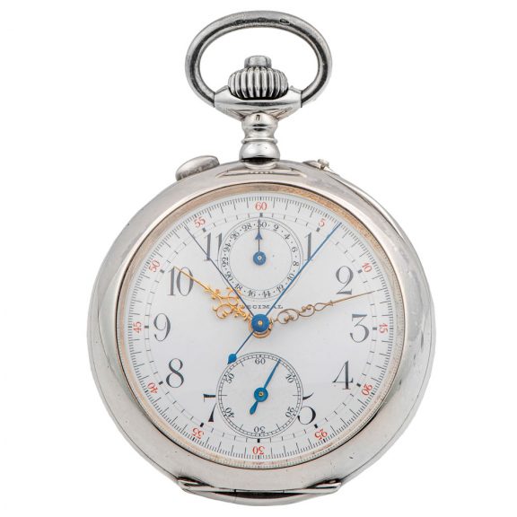 Swiss silver split second chronograph pocket watch Circa 1890
