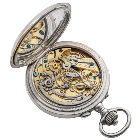 Swiss silver split second chronograph pocket watch Circa 1890 Swiss silver split second chronograph pocket watch Circa 1890