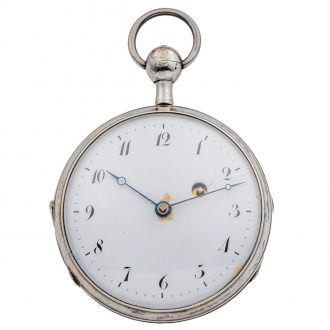 Swiss silver verge with hidden animated erotic scene Circa 1800