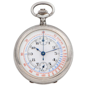 Swiss silver keyless chronograph with minute counter Circa 1920
