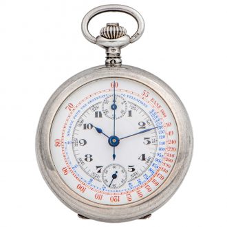 Swiss silver keyless chronograph with minute counter Circa 1920