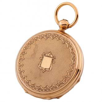 Swiss 18K pink gold key winding pendant watch Circa 1881