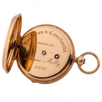 Swiss 18K pink gold key winding pendant watch Circa 1881
