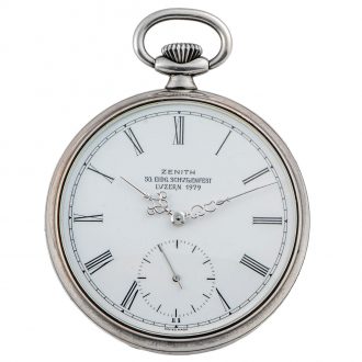 Swiss silver watch with chased portrait of William Tell Circa 1979