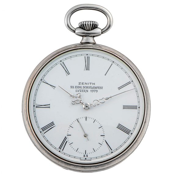 Swiss silver watch with chased portrait of William Tell Circa 1979