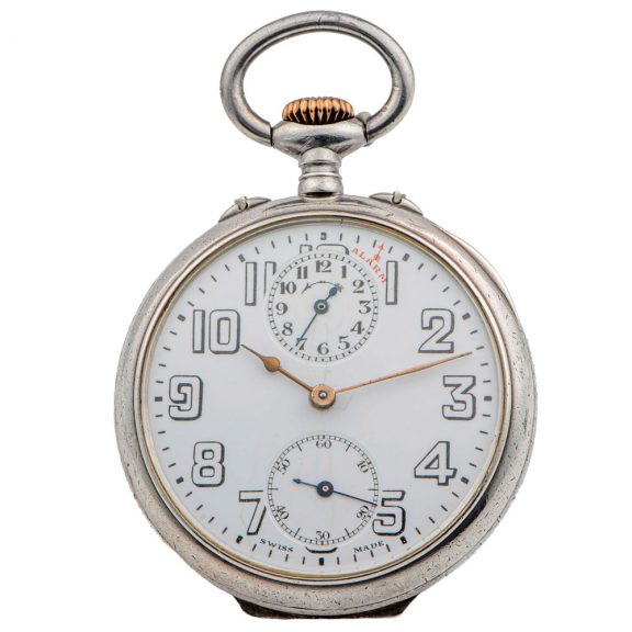 Large Swiss silver open faced lever pocket watch, Circa 1920