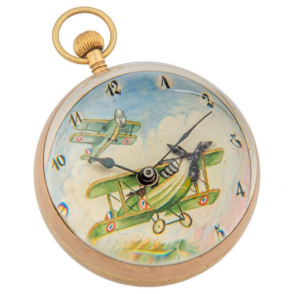 Swiss brass and glassball watch with costume made dial Circa 1910