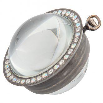 Swiss brass rhinestone set glass ball form watch Circa 1910