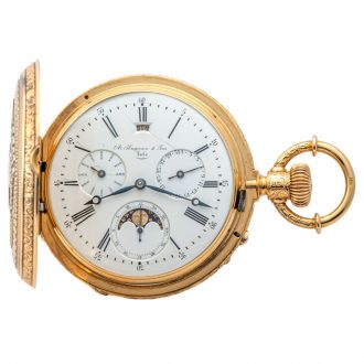 Swiss 18K varicoloured gold keyless pocket watch Circa 1880