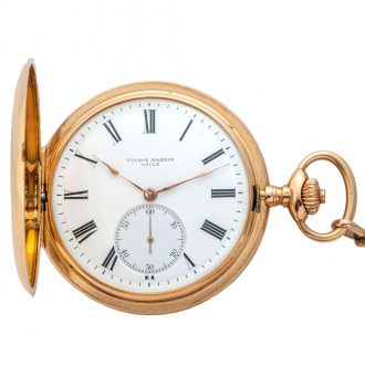 Swiss 18K yellow gold hunting cased pocket watch Circa 1910