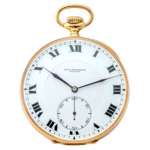 Swiss gold open faced keyless winding pocket watch Circa 1925