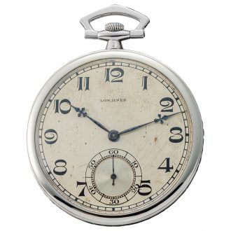 Swiss white gold dress watch with sapphire set band Circa 1930