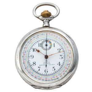 Rare Swiss silver pocket watch with chronograph Circa 1930