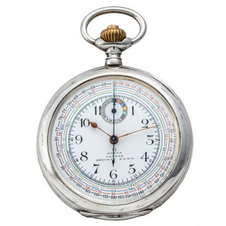 Rare Swiss silver pocket watch with chronograph Circa 1930
