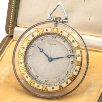 French rock crystal and diamond set pocket watch Circa 1916