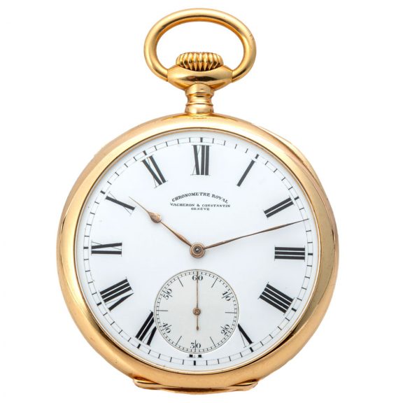 Swiss 18 carat gold open faced keyless pocket watch Circa 1910