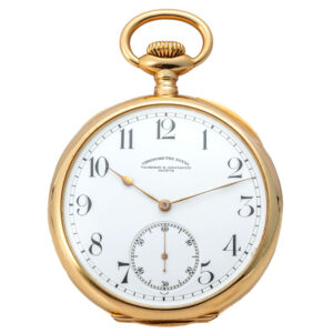 Swiss gold open faced keyless pocket lever chronometer Circa 1910
