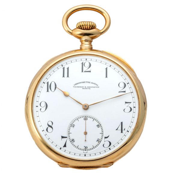 Swiss gold open faced keyless pocket lever chronometer Circa 1910