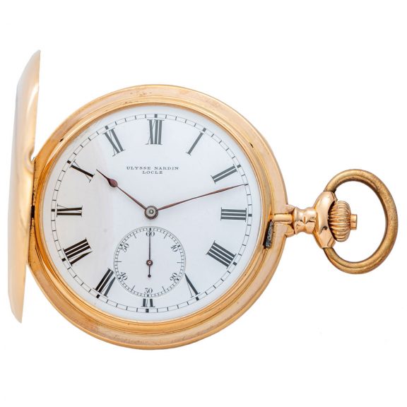 Swiss 18K yellow gold hunting cased pocket watch Circa 1910