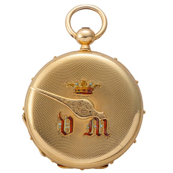 Swiss 18 carat gold and enamel chronometer Circa 1850 Swiss 18 carat gold and enamel chronometer Circa 1850