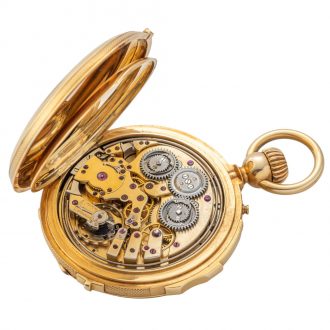 French gold and enamel half hunting cased pocket watch Circa 1870