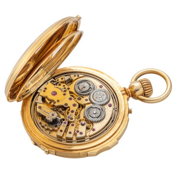 French gold and enamel half hunting cased pocket watch Circa 1870 French gold and enamel half hunting cased pocket watch Circa 1870