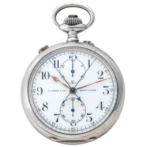 French silver pocket watch with split seconds chronograph Circa 1896