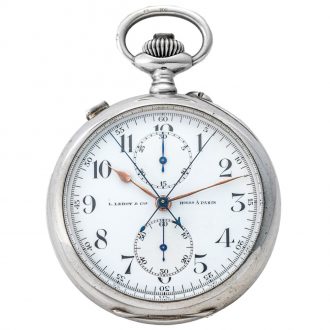 French silver pocket watch with split seconds chronograph Circa 1896