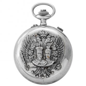 French silver pocket watch with split seconds chronograph Circa 1896