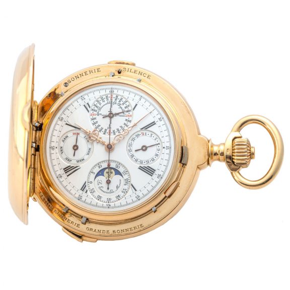 Important Swiss 18K gold astronomical clock watch Circa 1895
