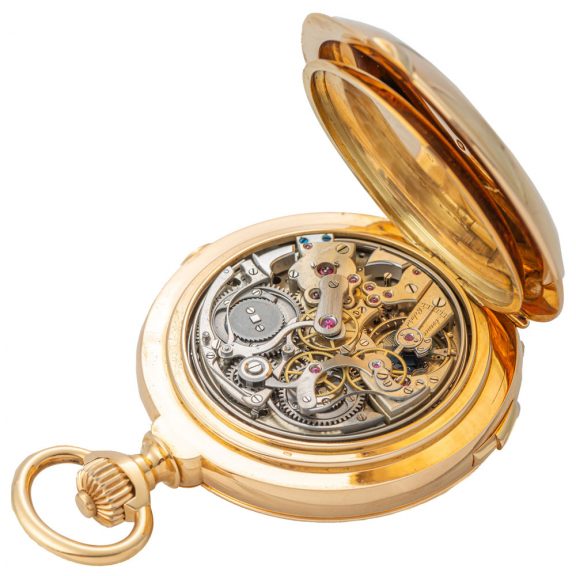 Important Swiss 18K gold astronomical clock watch Circa 1895 Important Swiss 18K gold astronomical clock watch Circa 1895