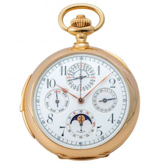 Swiss gold astronomical repeating lever pocket watch Circa 1910