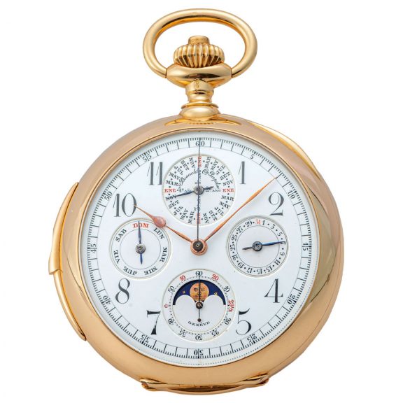 Swiss gold astronomical repeating lever pocket watch Circa 1910