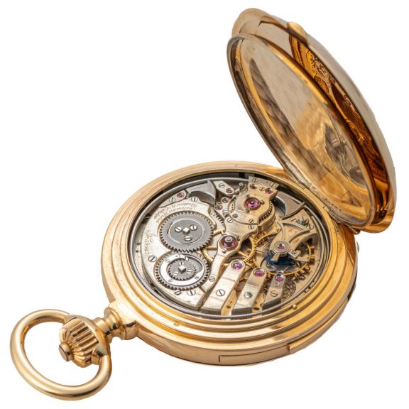Swiss 18K gold minute repeating keyless pocket watch Circa 1915 Swiss 18K gold minute repeating keyless pocket watch Circa 1915