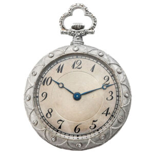 Elegant Swiss platinum pendant watch set with diamonds Circa 1910