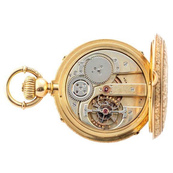 Swiss 18K gold keyless watch with tourbillon Circa 1880 Swiss 18K gold keyless watch with tourbillon Circa 1880