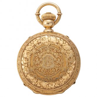 Swiss 18K gold keyless watch with tourbillon Circa 1880