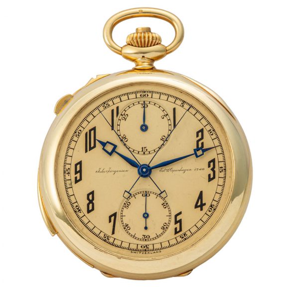 Danish 18K gold minute repeating lever pocket watch Circa 1910