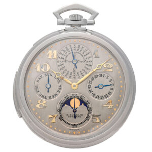 Elegant Swiss platinum astronomic Art Deco pocket watch Circa 1924