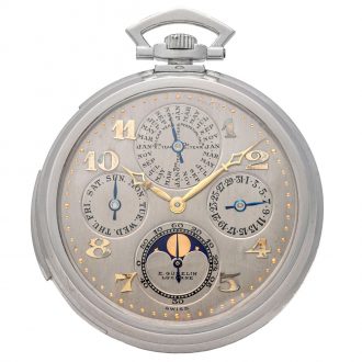 Elegant Swiss platinum astronomic Art Deco pocket watch Circa 1924