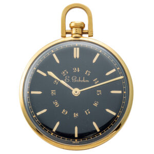 Swiss gold Art Deco dress watch with black dial Circa 1940