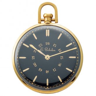 Swiss gold Art Deco dress watch with black dial Circa 1940