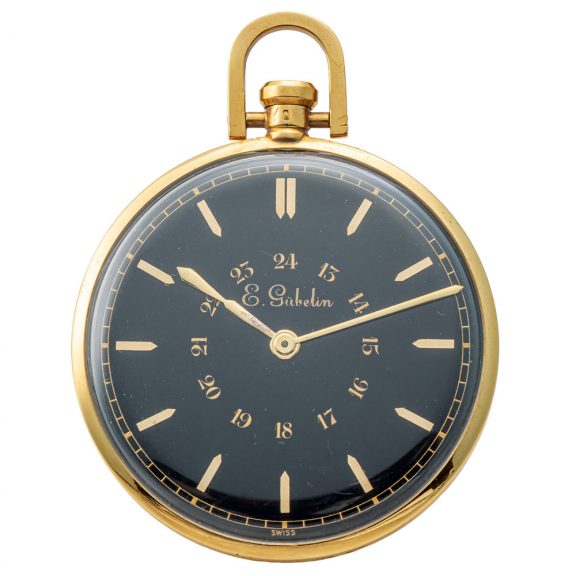 Swiss gold Art Deco dress watch with black dial Circa 1940