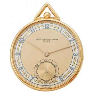 Swiss 18K yellow gold open faced pocket watch Circa 1936