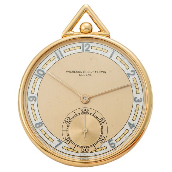 Swiss 18K yellow gold open faced pocket watch Circa 1936