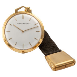 Swiss 18K yellow gold open faced pocket watch Circa 1965