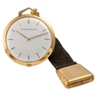 Swiss 18K yellow gold open faced pocket watch Circa 1965