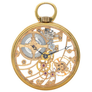 Fine American gold skeletonized keyless dress watch Circa 1980