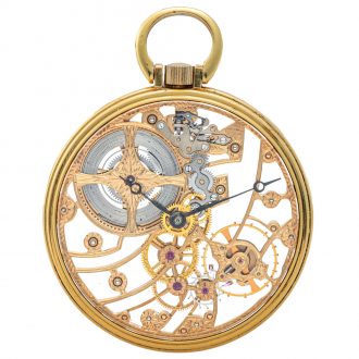 Fine American gold skeletonized keyless dress watch Circa 1980